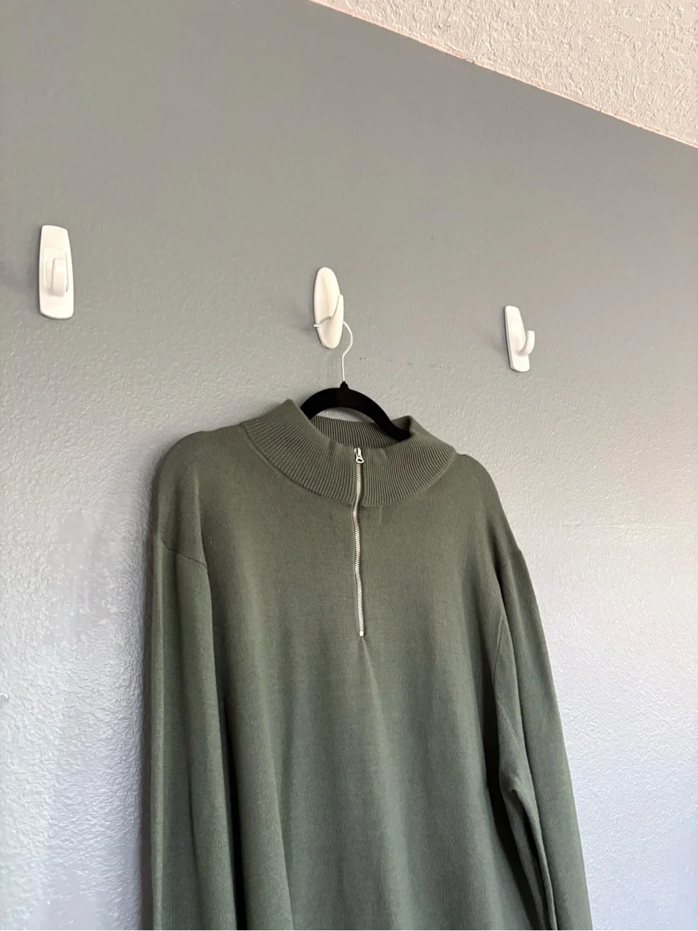 J. Crew Men’s XXL Merino Wool Blend Half Zip Sweater Olive Green Preppy
